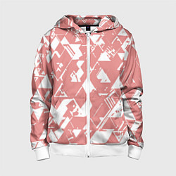 Толстовка на молнии детская Розовый с белыми вставками абстрактный, цвет: 3D-белый