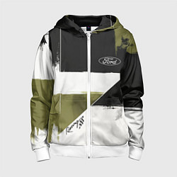 Толстовка на молнии детская Ford эмблема, цвет: 3D-белый