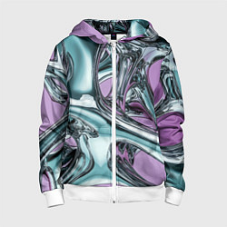 Толстовка на молнии детская Металлическая абстракция на фиолетовом фоне, цвет: 3D-белый