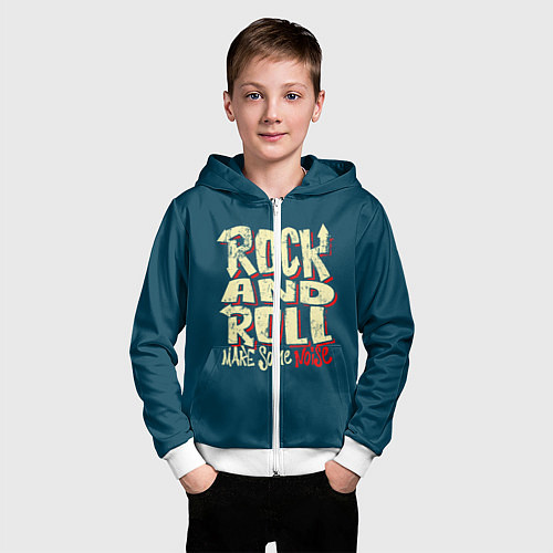 Детская толстовка на молнии Рок н ролл шум / 3D-Белый – фото 3