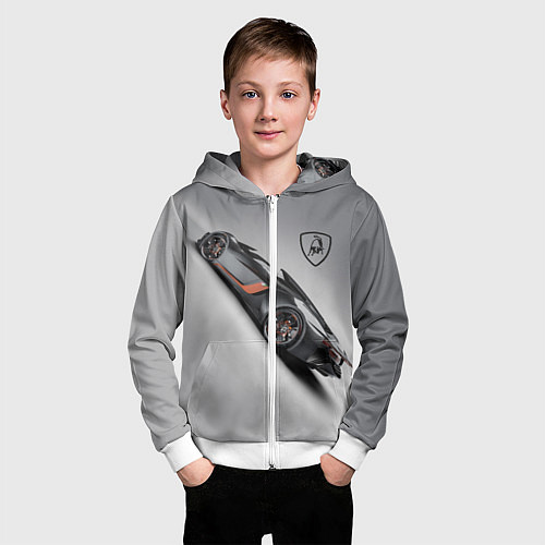 Детская толстовка на молнии Lamborghini - racing car / 3D-Белый – фото 3