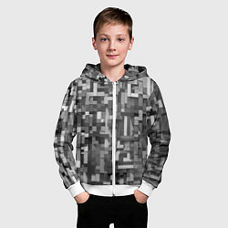 Толстовка на молнии детская Серый геометричные полоски, цвет: 3D-белый — фото 2