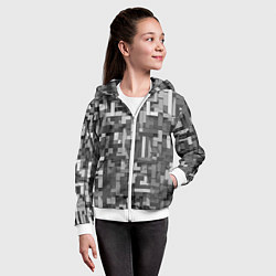 Толстовка на молнии детская Серый геометричные полоски, цвет: 3D-белый — фото 2