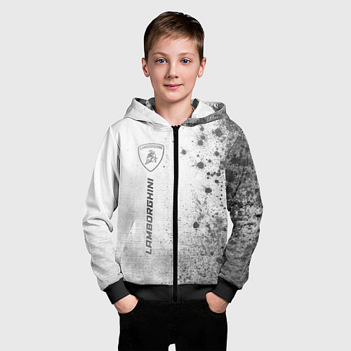 Детская толстовка на молнии Lamborghini - white gradient по-вертикали / 3D-Черный – фото 3