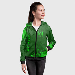 Толстовка на молнии детская Watch Dogs - green gradient вертикально, цвет: 3D-черный — фото 2