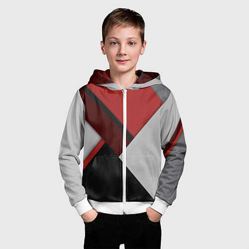 Детская толстовка на молнии Color black red grey / 3D-Белый – фото 3