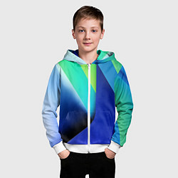Толстовка на молнии детская Color blue green, цвет: 3D-белый — фото 2