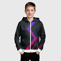 Толстовка на молнии детская Color black line, цвет: 3D-белый — фото 2