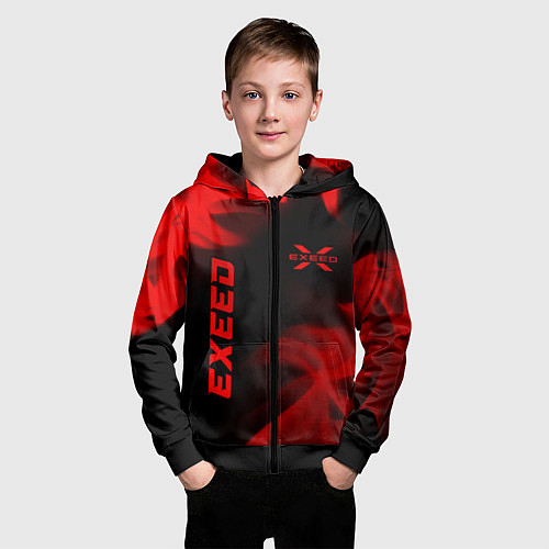 Детская толстовка на молнии Exeed - red gradient вертикально / 3D-Черный – фото 3