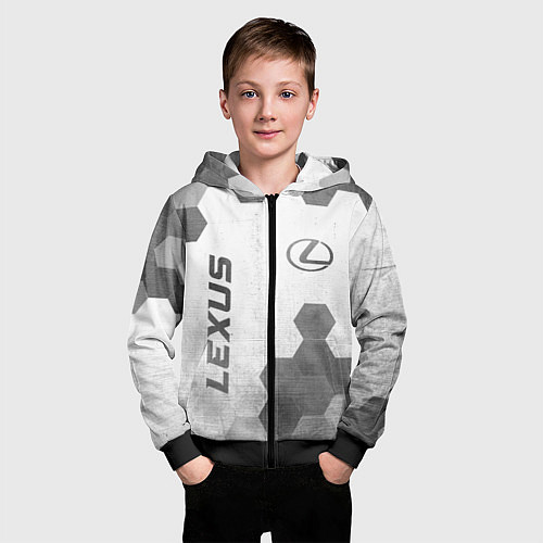Детская толстовка на молнии Lexus - white gradient вертикально / 3D-Черный – фото 3