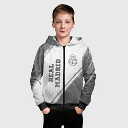 Толстовка на молнии детская Real Madrid - white gradient вертикально, цвет: 3D-черный — фото 2