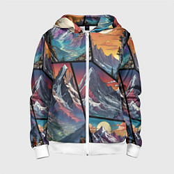 Толстовка на молнии детская Горы в стиле фэнтези, цвет: 3D-белый