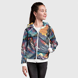 Толстовка на молнии детская Горы в стиле фэнтези, цвет: 3D-белый — фото 2