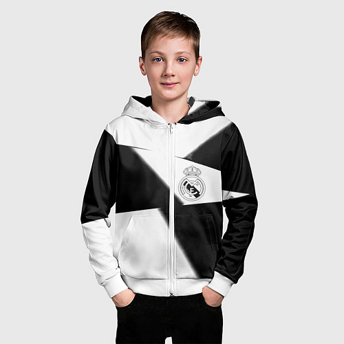 Детская толстовка на молнии Real Madrid geometry black / 3D-Белый – фото 3