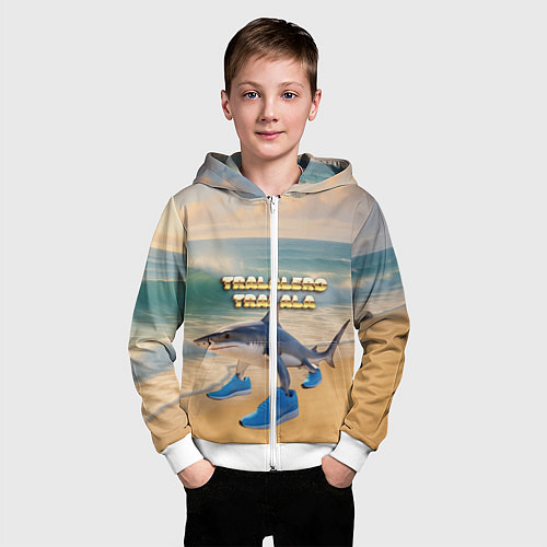 Детская толстовка на молнии Tralalero Tralala / 3D-Белый – фото 3