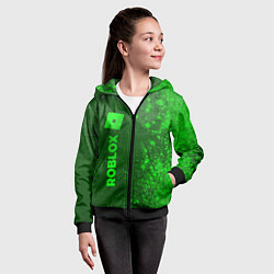 Толстовка на молнии детская Roblox - green gradient по-вертикали, цвет: 3D-черный — фото 2