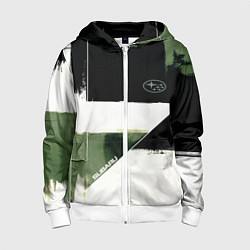 Толстовка на молнии детская Subaru эмблема, цвет: 3D-белый