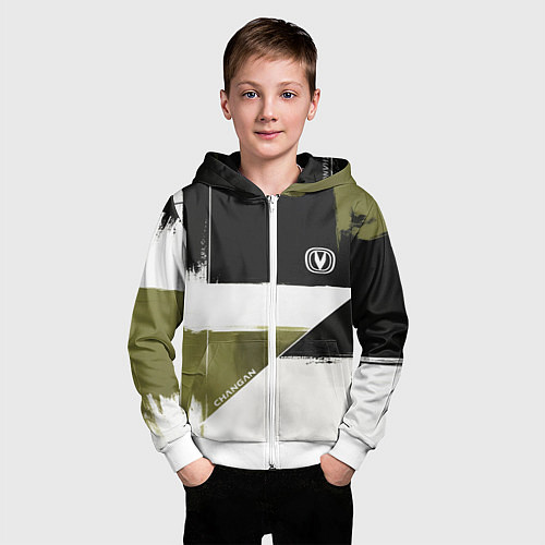 Детская толстовка на молнии Changan логотип / 3D-Белый – фото 3