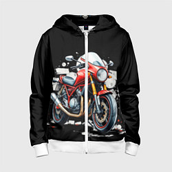 Толстовка на молнии детская Red Moto, цвет: 3D-белый