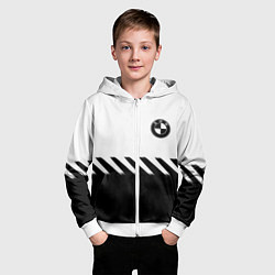 Толстовка на молнии детская BMW geometry line black, цвет: 3D-белый — фото 2