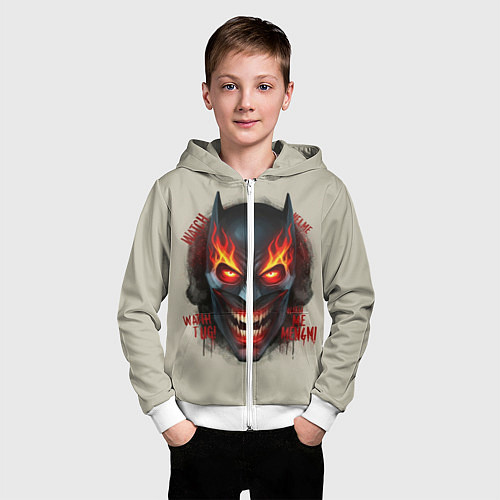 Детская толстовка на молнии Огенный Бэтмент / 3D-Белый – фото 3