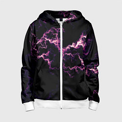 Толстовка на молнии детская Lightning pink glow, цвет: 3D-белый