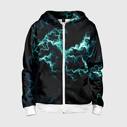 Толстовка на молнии детская Lightning light blue glow, цвет: 3D-белый