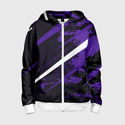 Толстовка на молнии детская Color black purple line, цвет: 3D-белый