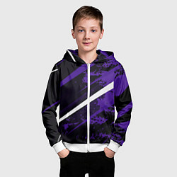 Толстовка на молнии детская Color black purple line, цвет: 3D-белый — фото 2