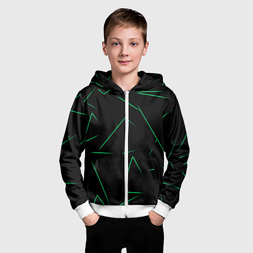 Детская толстовка на молнии Color light green line / 3D-Белый – фото 3