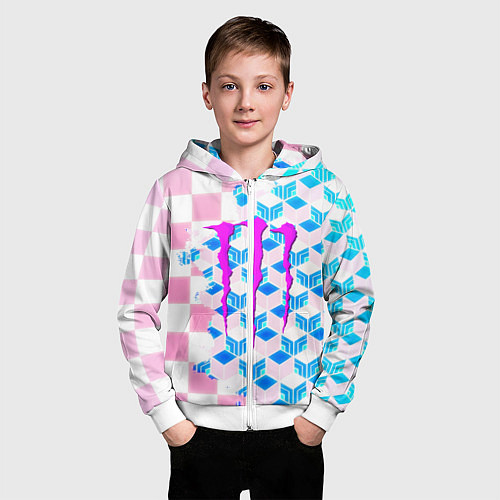Детская толстовка на молнии Monster energy neon anime / 3D-Белый – фото 3