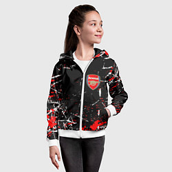 Толстовка на молнии детская Арсенал штрихи красок, цвет: 3D-белый — фото 2