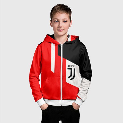 Детская толстовка на молнии Juventus sport geometry / 3D-Белый – фото 3