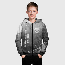 Толстовка на молнии детская Manchester United - grey gradient вертикально, цвет: 3D-черный — фото 2