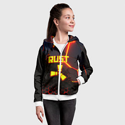 Толстовка на молнии детская Rust hexagon краски, цвет: 3D-белый — фото 2