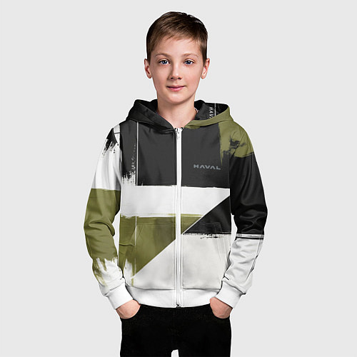 Детская толстовка на молнии Haval логотип / 3D-Белый – фото 3