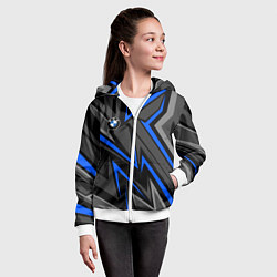 Толстовка на молнии детская BMW - blue line, цвет: 3D-белый — фото 2