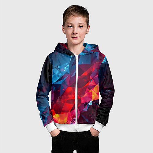Детская толстовка на молнии Красные и синие минералы / 3D-Белый – фото 3