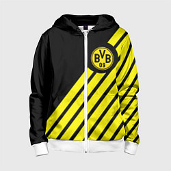 Толстовка на молнии детская Borussia geometry yellow, цвет: 3D-белый
