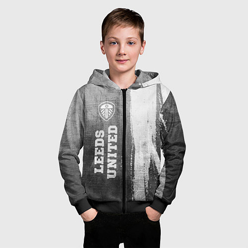 Детская толстовка на молнии Leeds United - grey gradient по-вертикали / 3D-Черный – фото 3