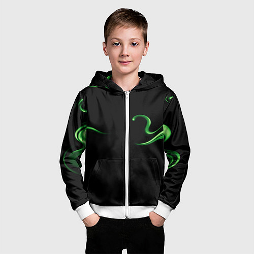 Детская толстовка на молнии The color is light green abstraction / 3D-Белый – фото 3