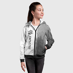 Толстовка на молнии детская Suzuki - white gradient по-вертикали, цвет: 3D-черный — фото 2