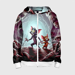 Детская толстовка на молнии Том и Джерри в пещере ужасов - хэллоуин