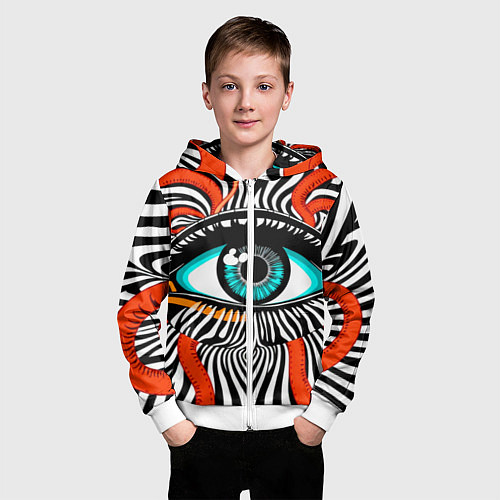 Детская толстовка на молнии Глаз / 3D-Белый – фото 3