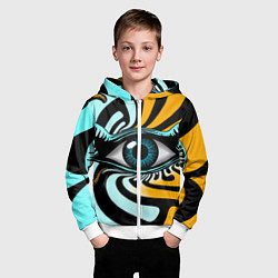 Толстовка на молнии детская Глаз - психоделика, цвет: 3D-белый — фото 2