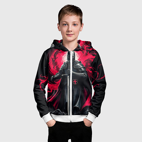 Детская толстовка на молнии Рыцарь-крестоносец ордена красной звезды / 3D-Белый – фото 3