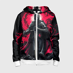 Толстовка на молнии детская Рыцарь-крестоносец ордена красной звезды, цвет: 3D-белый