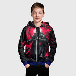 Толстовка на молнии детская Рыцарь-крестоносец ордена красной звезды, цвет: 3D-синий — фото 2