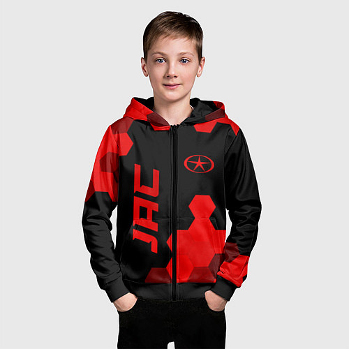 Детская толстовка на молнии JAC - red gradient вертикально / 3D-Черный – фото 3