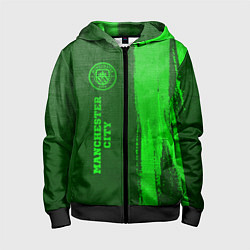Толстовка на молнии детская Manchester City - green gradient по-вертикали, цвет: 3D-черный